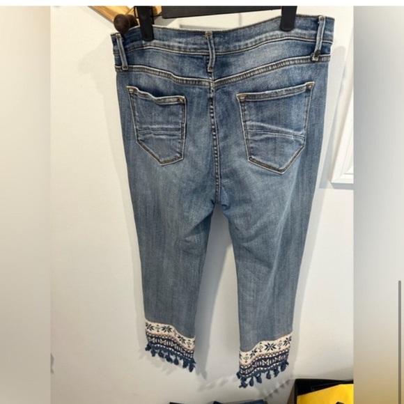 EUC- ANTHROPOLOGIE -DRIFTWOOD BRAND- BOHO COLETTE TASSEL JEANS - Picture 6 of 8